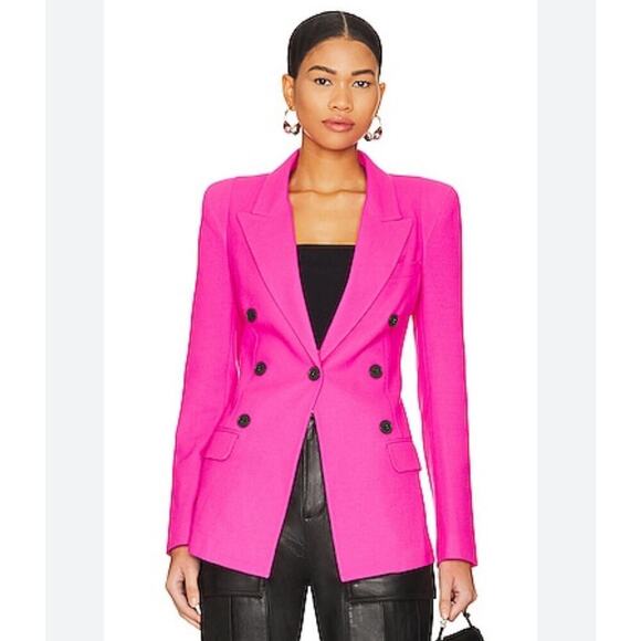 Smythe Pink Not a DB Double Breasted Blazer Jacket Pagoda 10 Hot Pink $795 NWT - Picture 1 of 8